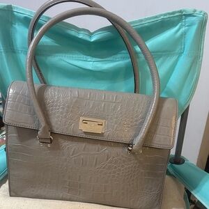 kate spade Orchard Valley Sinclair Tote grey croc-embossed leather , silver tone